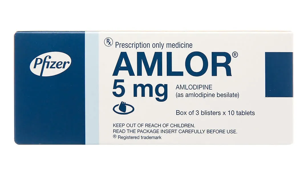 Amlor 5mg Pfizer (H/30v/nén) - Thuốc điều trị tăng huyết áp, đau thắt ngực (3 vỉ x 10 viên)
